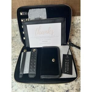 NWT Hudson + Bleecker Black Textured Jewelry Folio Zip Travel Case HTF